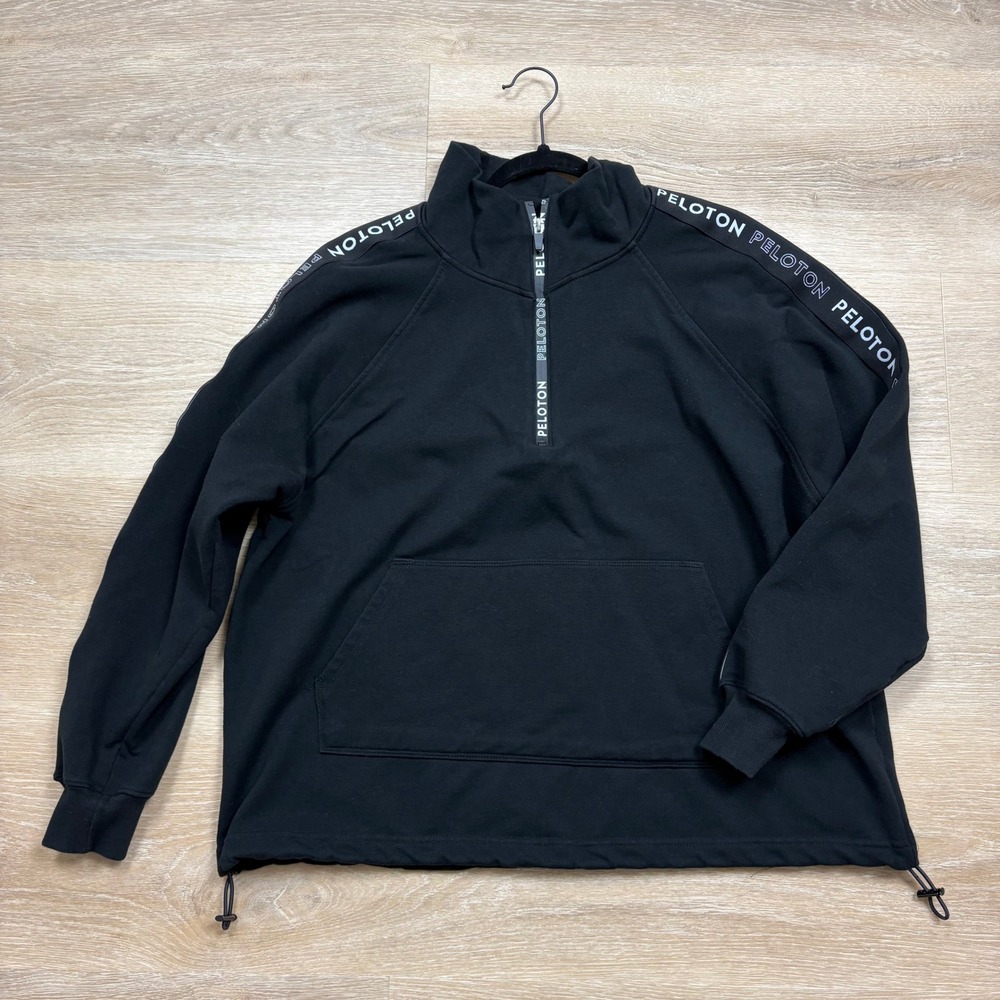 Peloton Quarter Zip‎ Pullover Sweatshirt Logo Trim Women's XL Color Black